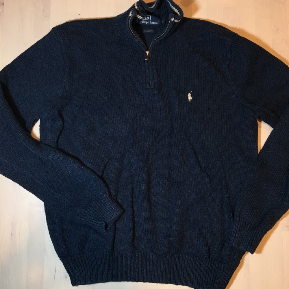 Polo Ralph Lauren blue knitted half zip sweater